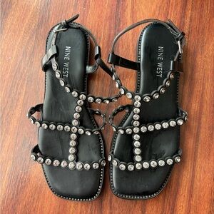 Nine West Black Studded Sandals